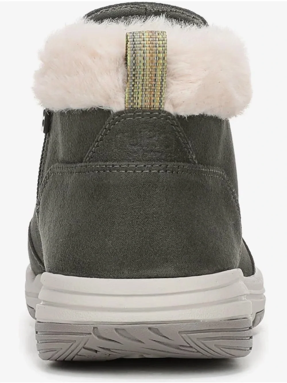 Ryka Women's Gray Suede Slip-On Fur-Trim Ankle boots